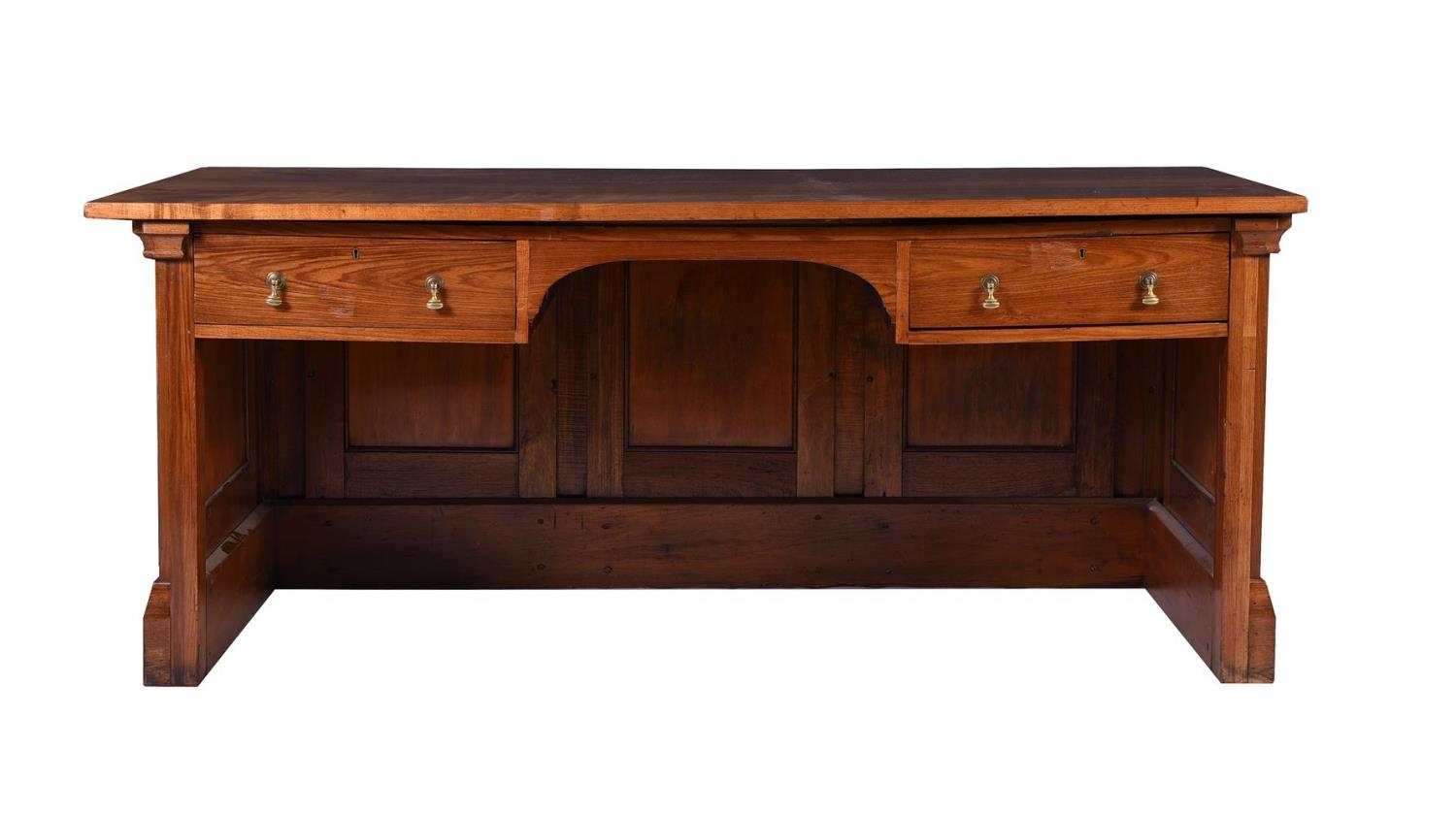 An Australian blackwood pedestal desk, 20th century, the kneehole flanked by two drawers, the - Image 2 of 3