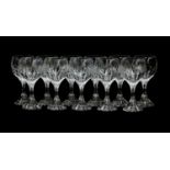 A set of eleven Baccarat Massena pattern medium sized wine glasses, each 16cm high, boxed