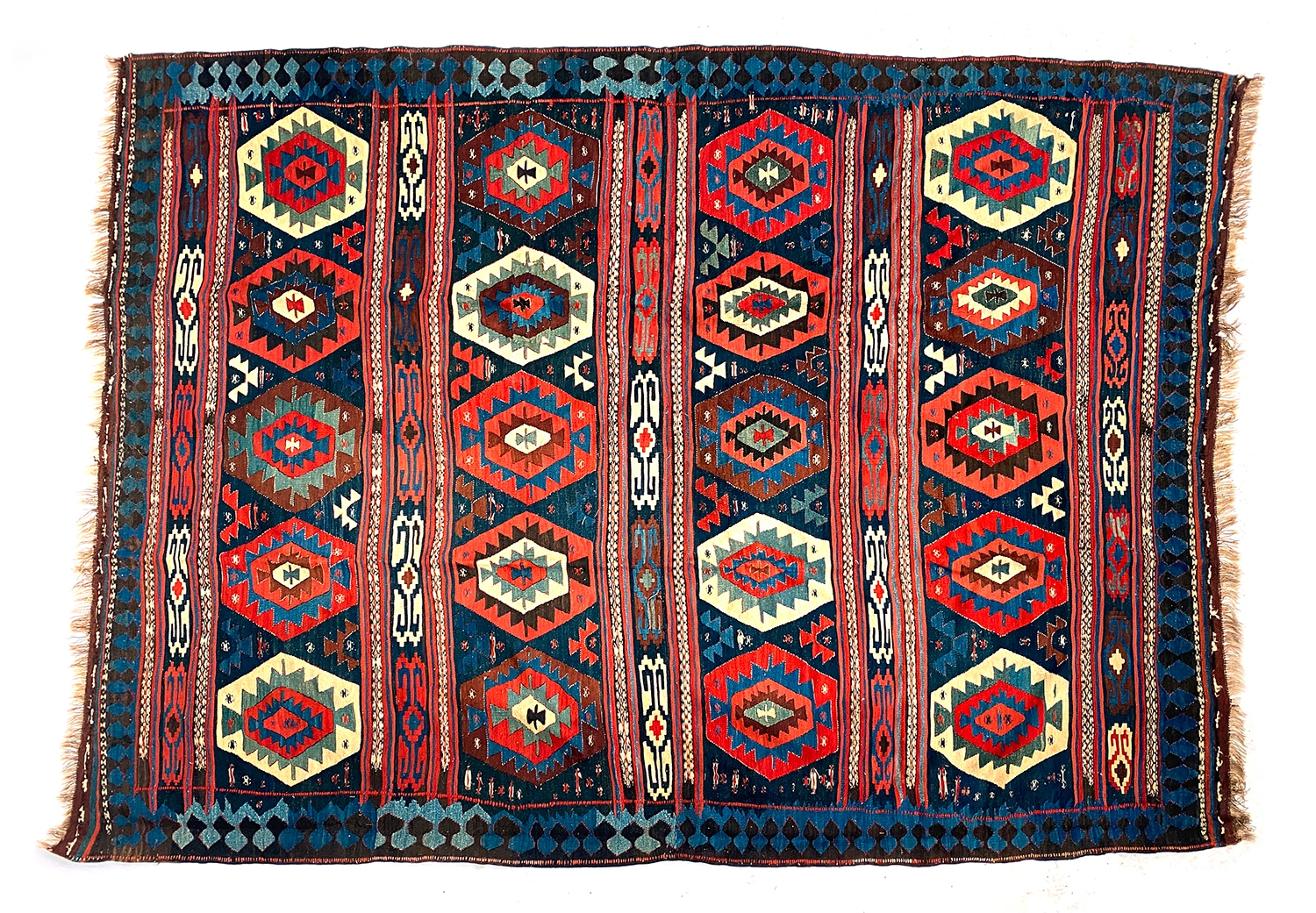 A blue ground kilim rug, 242x170cm