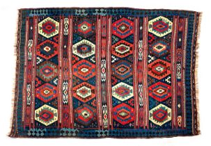 A blue ground kilim rug, 242x170cm