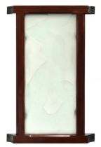 An Art Deco style rectangular frosted glass panel, etched with a mermaid modelled from three quarter