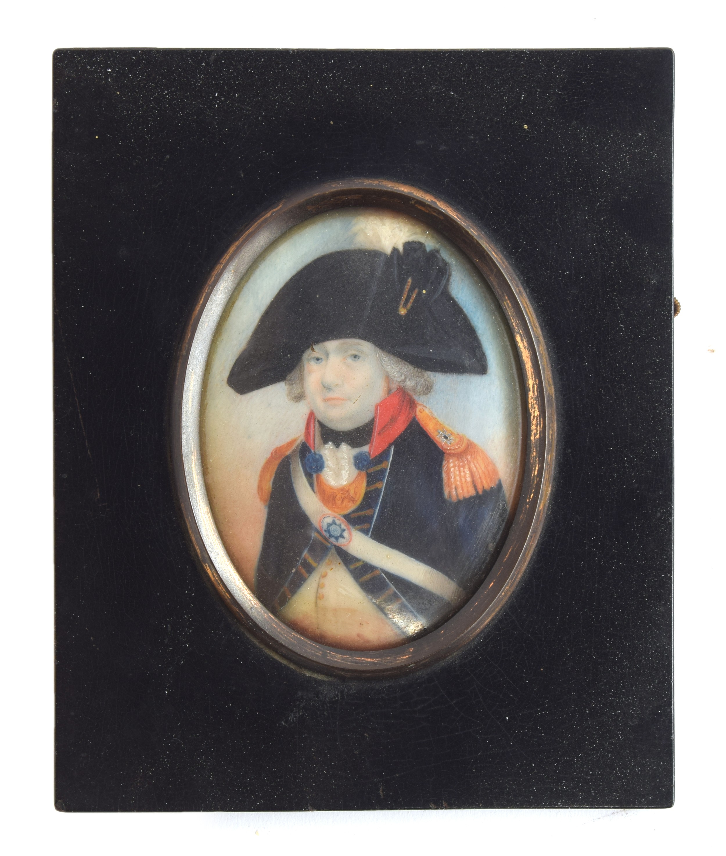 A late 18th century portrait miniature of James Gunter, 'Born 1755, Obit 1801', painted by J.