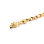 A Georgian gold bracelet with a well modelled serpent or snake clasp, 2.8cm long, the belcher links