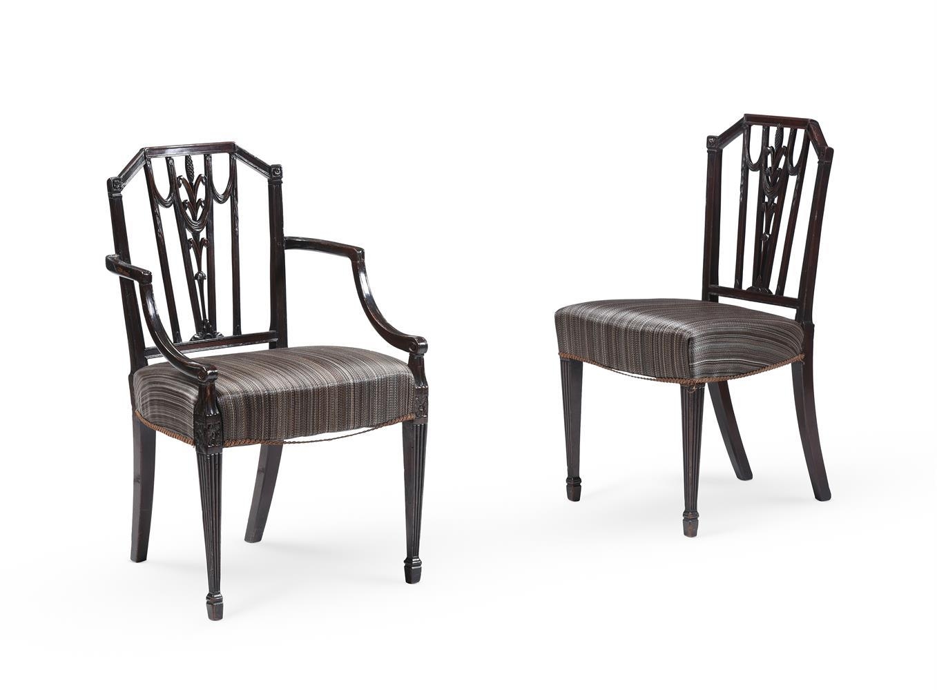 A set of seven Georgian revival dining chairs, late 19th century, to include one armchair, with - Image 4 of 5