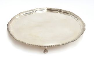 A very large silver salver by Mappin & Webb, Sheffield 1965, 42cm diameter, 62.1ozt