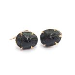 A pair of Victorian gold mounted scarab beetle earrings, each 1.5cm long, 2.3g