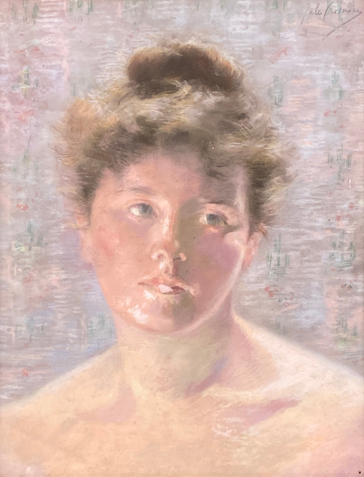 Jules Crosnier (1843-1917), pastel portrait of a late 19th century lady, 39.5x30cm