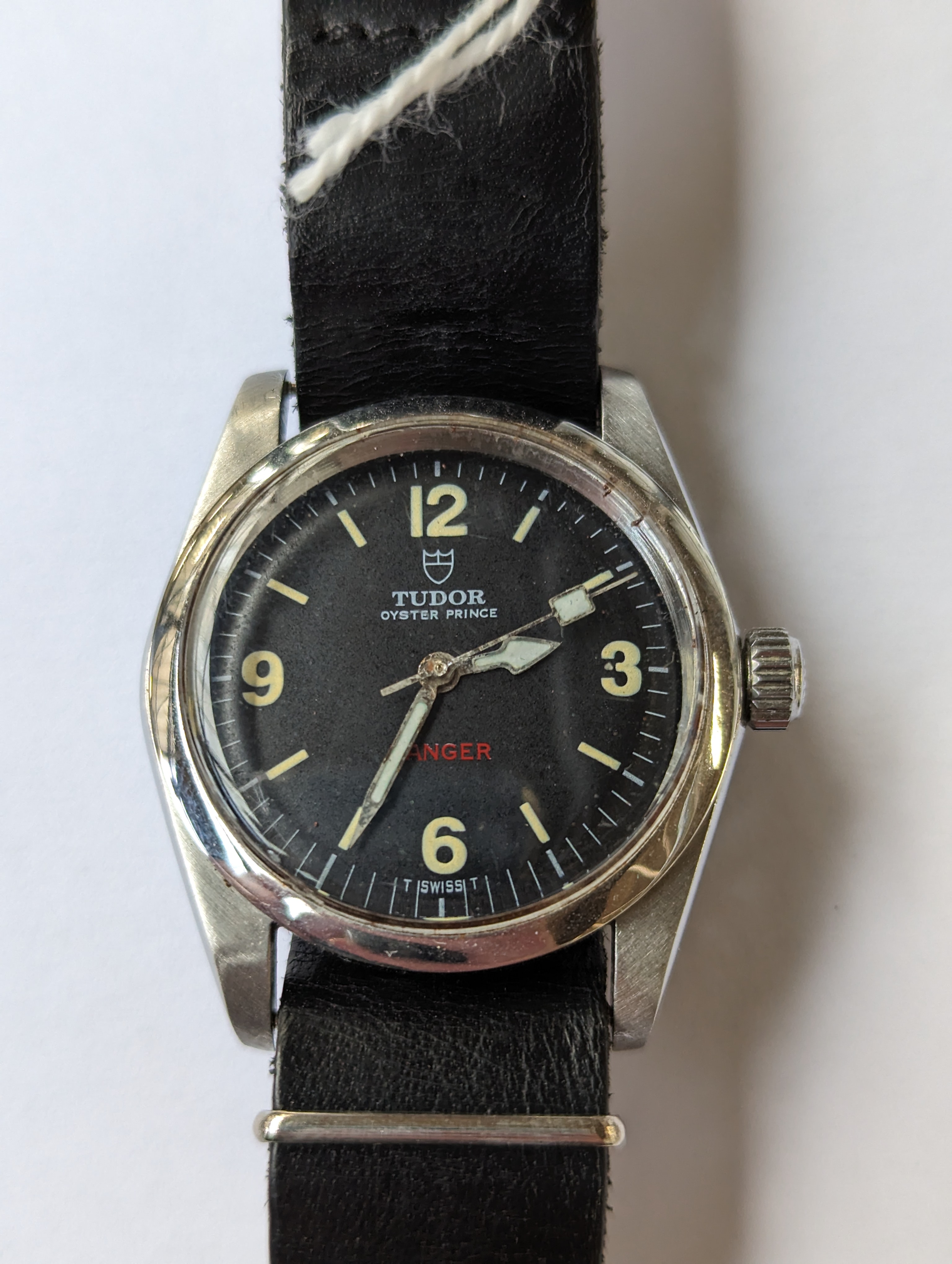 A Tudor Oyster Prince steel gent's automatic wrist watch, the black dial with Arabic quarters, - Image 2 of 5