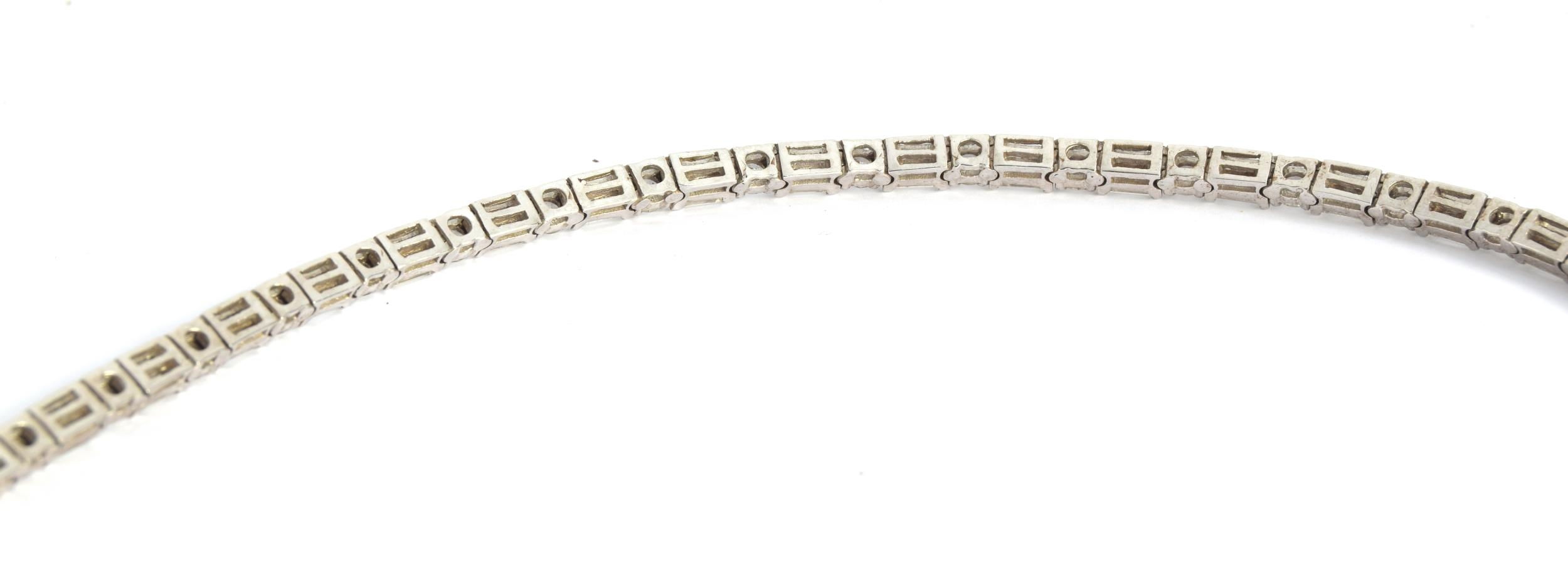 An impressive 18ct white gold riviere necklace set with alternating brilliant cut and baguette cut - Image 6 of 6