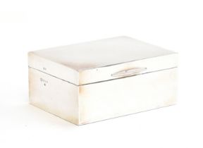 A George VI silver cigarette box by Goldsmiths & Silversmiths Co Ltd, London 1950, 11.3cm wide, 8.