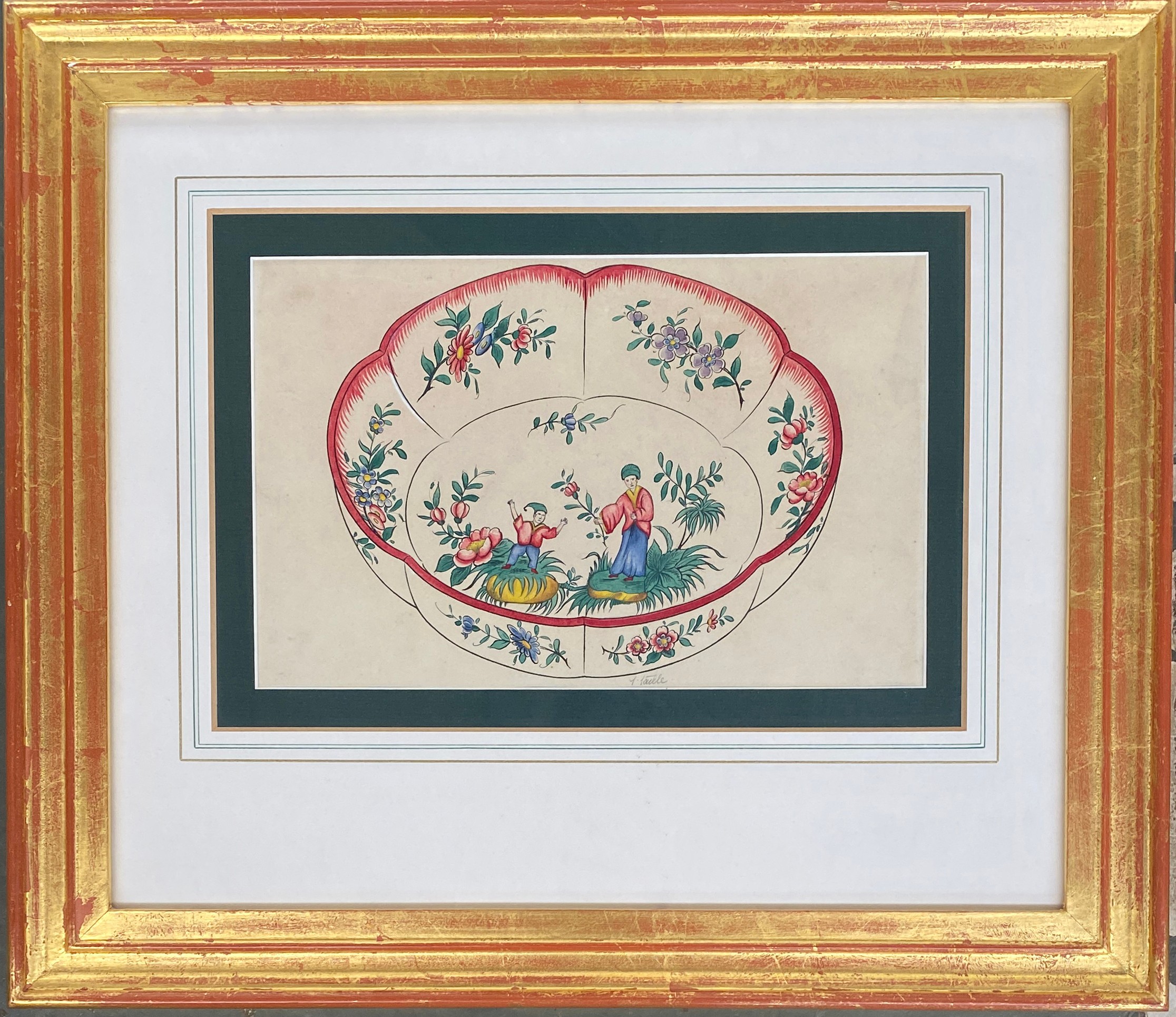 Three early 20th century Chinoiserie watercolours of Chinese porcelain, one signed in pencil - Image 5 of 7