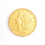 A United States of America gold twenty dollars, 1894, approx. 33.5g