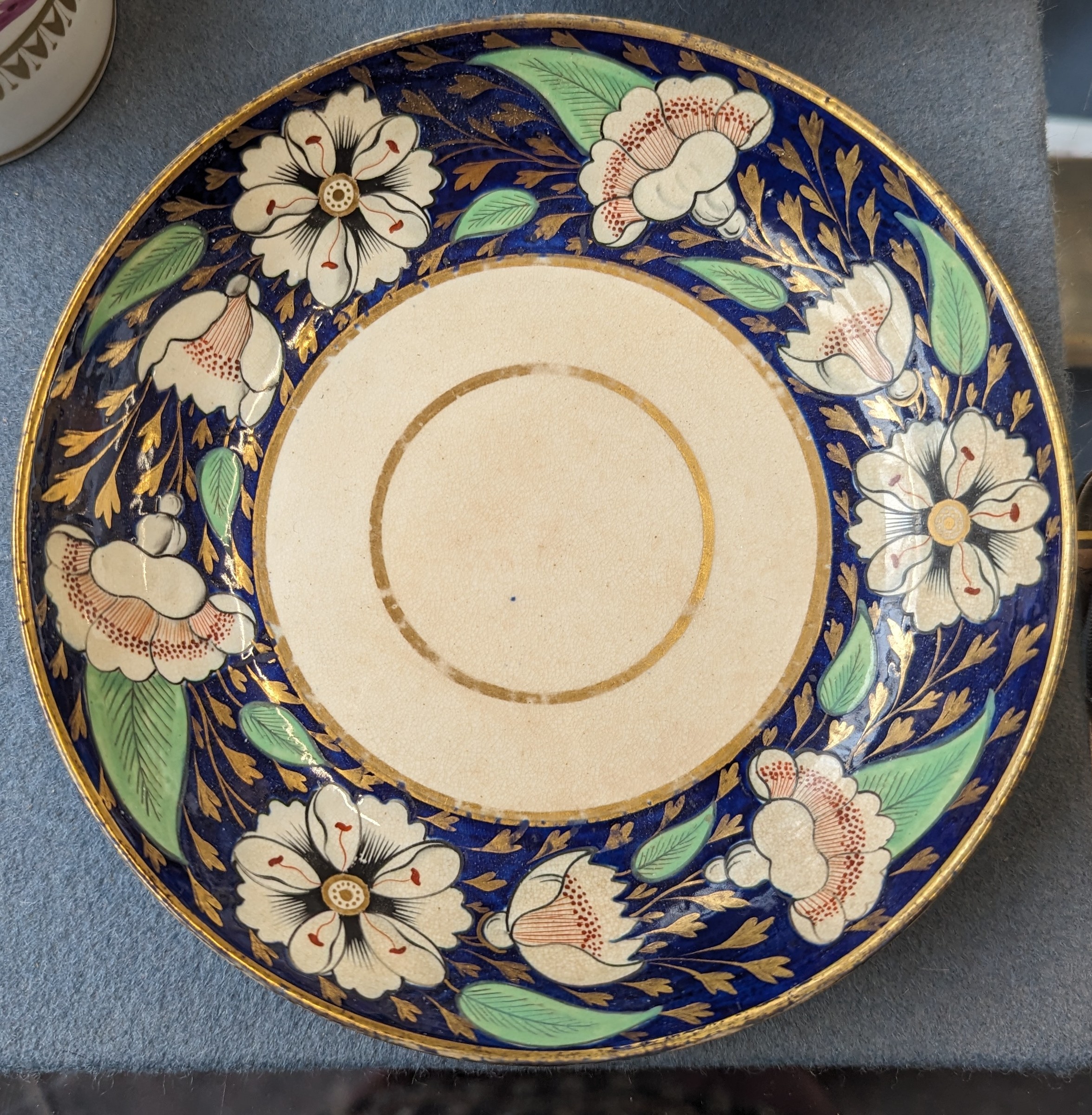 An early 19th century Derby named view teacup, coffee cup and saucer, the cups hand painted with a - Image 12 of 12