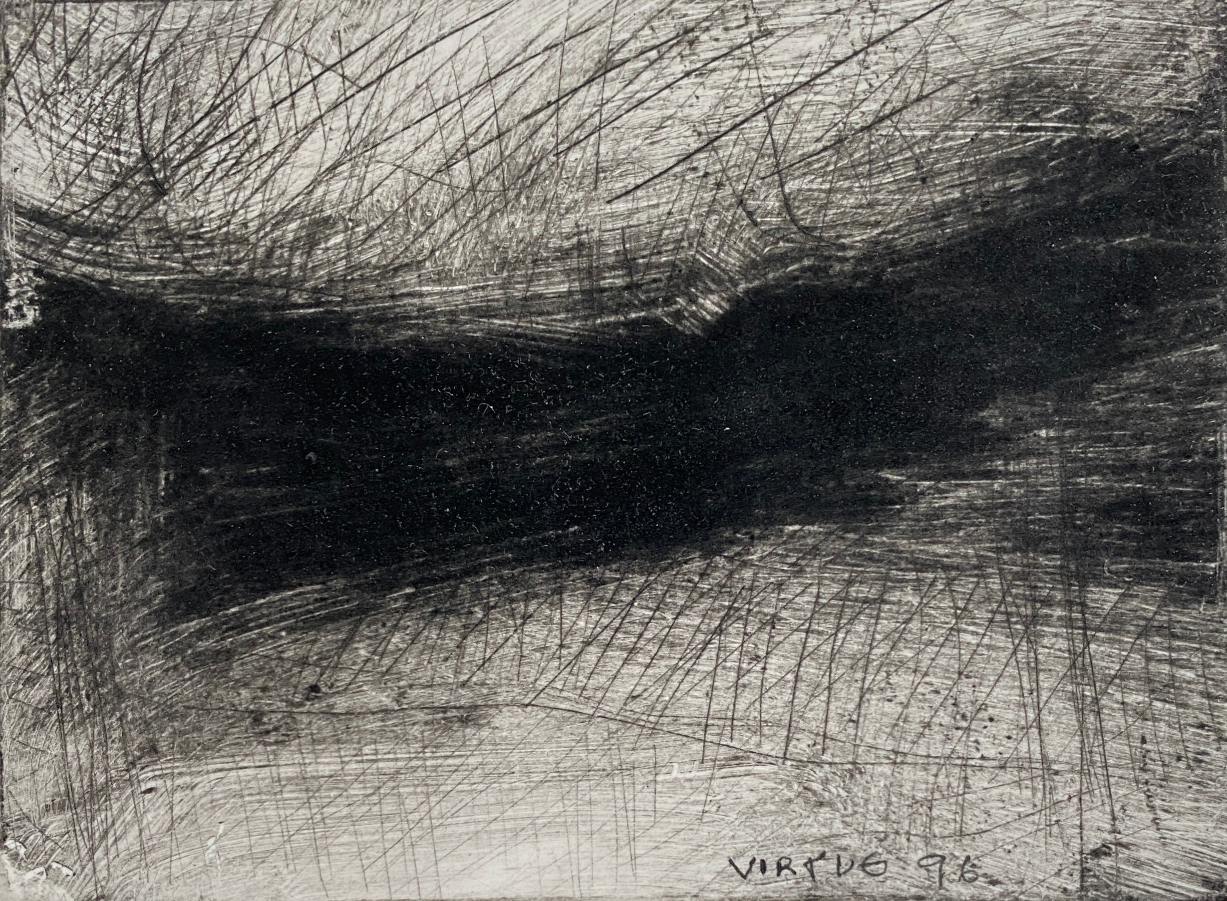 John Virtue (b.1947), Landscape etching, no. 6, signed and dated '96 within the plate, the plate 7.