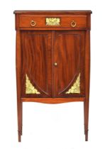 A French Art Deco mahogany side cabinet, circa 1920s, the rosewood rectangular crossbanded top