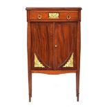 A French Art Deco mahogany side cabinet, circa 1920s, the rosewood rectangular crossbanded top