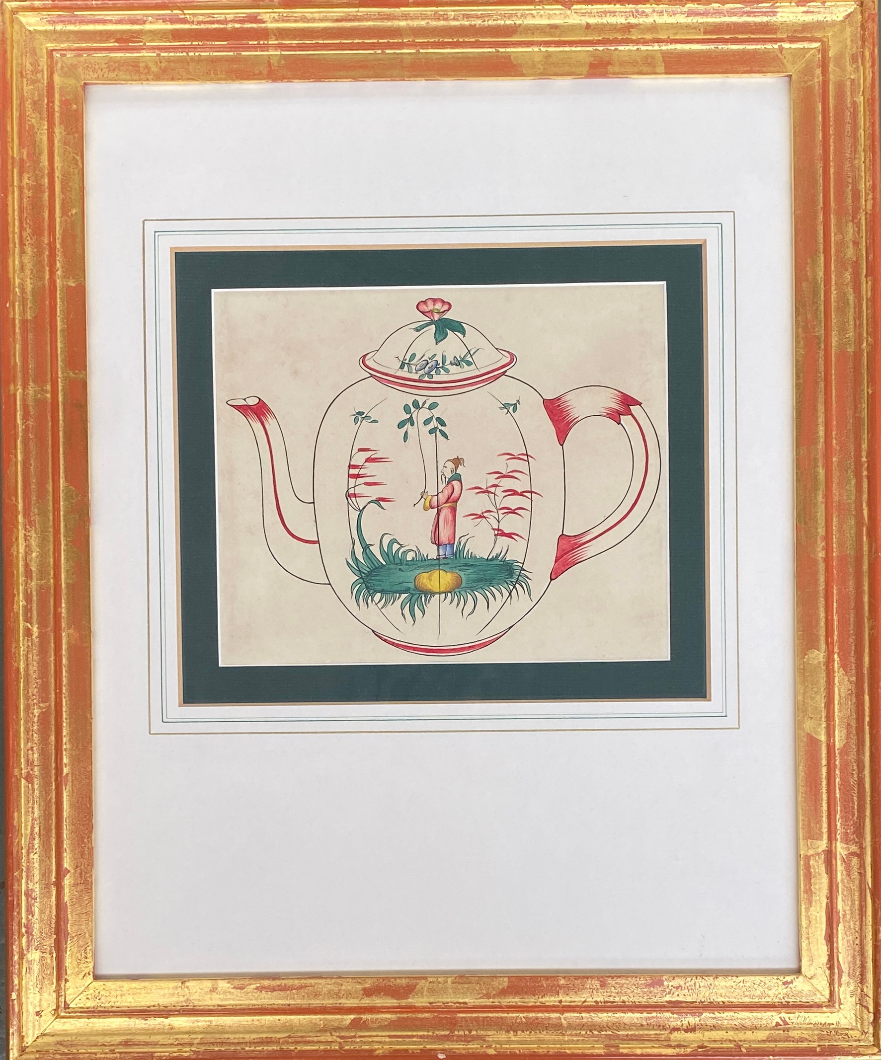 Three early 20th century Chinoiserie watercolours of Chinese porcelain, one signed in pencil - Image 7 of 7