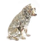 A very large silver painted resin statue of a spaniel, 42cmH