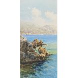 Bernard Antoine Righetti (French, 1882-1965), coastal landscape, watercolour on paper, 35x17cm