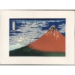 After Hokusai, 'Red Fuji', woodblock print, 24.5x36.5cm,