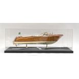 Model boat interest: A scale model of a Venetian motor launch, 64cm long, within a perspex case, the