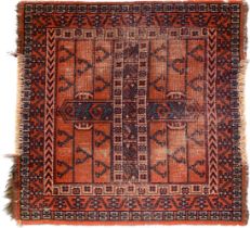 A small square Persian wool rug, 83x84cm