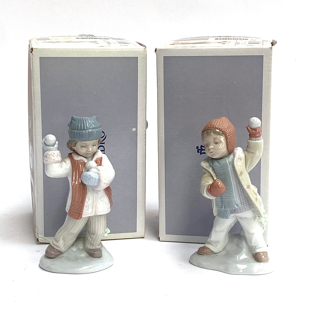 Two boxed Lladro figurines: 'I'll get You' model no. 8166, and 'Watch Out Here It Comes', model