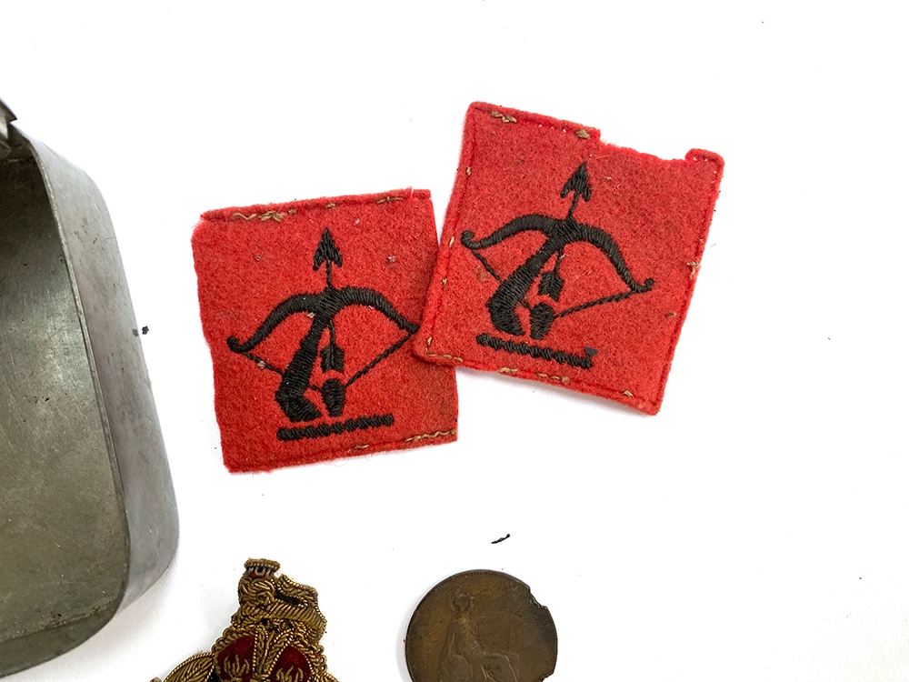 A tin containing military regimental badges, 'Malborough College Corps', Royal Navy artillery - Image 4 of 4