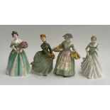 Four Royal Doulton lady figurines: 'Happy Birthday', 'Grace', 'Daffy-Down-Dilly', and 'Grace' (4)