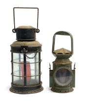 A British Railways military issue dated 1945 railway hand lamp with maker's plaque for C. Eastgate &