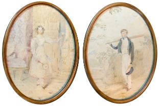 Attributed to Stephen Catterson Smith, a pair of 19th century watercolours depicting a young girl in