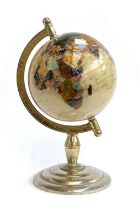 A mineral inlaid globe, 40cmH