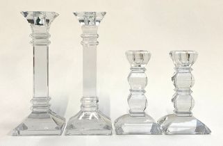 Two pairs of Waterford Crystal candlesticks, 20.5cmH and 14cmH