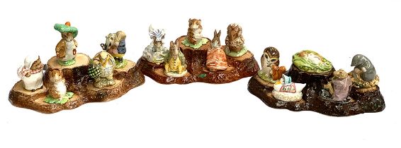 15 Beatrix Potter figurines comprising 9 Beswick and 6 Royal Albert, together with three Beswick