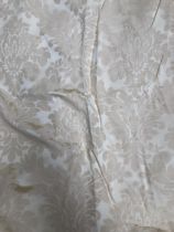 A pair of cream curtains with acanthus and floral design, lined, 145cm drop, 240cm ungathered width