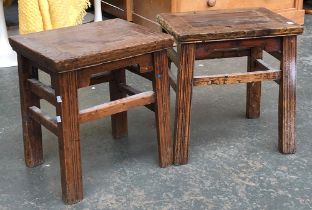 Interior design interest: A pair of Chinese hardwood rectangular stools, 41x31x46cmH