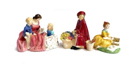 Three Royal Doulton figure groups: 'Bonnie Lassie', 'Bedtime Story', and 'Picnic' (3)