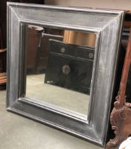 A very large lead framed mirror, the plate af, 121x121cm