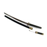 A Samurai style sword with dagger, the blade 71cmL
