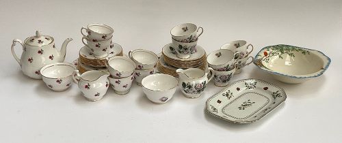 A Colclough part tea service in rose pattern; together with a Royal Malvern part tea service;