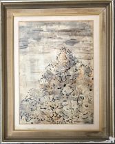 Abstract colourwash, signed indistinctly lower left, 39.5x28.5cm
