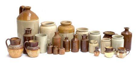 A large collection of stoneware, to include Bourne Denby bottles, Lambeth Doulton jug etc