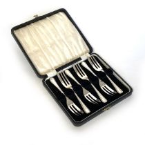 A set of six silver fruit forks by Viner's of Sheffield, 1.6ozt