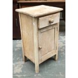 A pine pot cupboard with single drawer above a cupboard door, 44x36x76cmH
