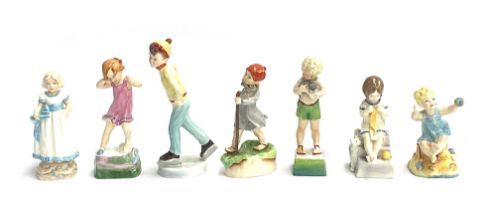 A further complete set of seven Royal Worcester days of the week children figurines
