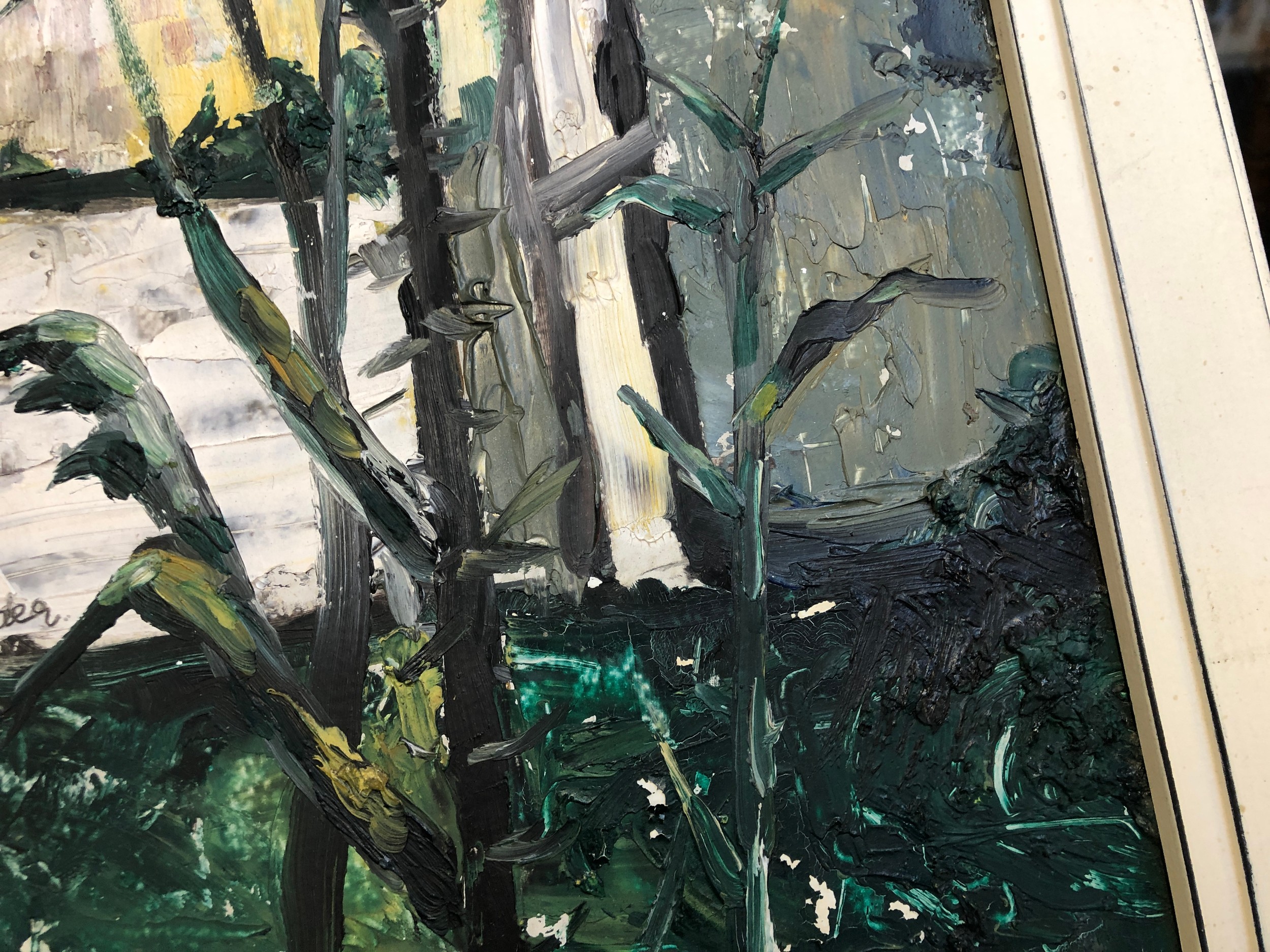 Jack Pender (1918-1998), study of yellow thistles, oil on board, signed, 47x19cm - Image 7 of 8