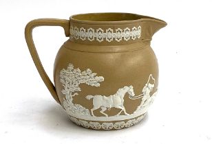 A 19th century Copeland brown jasperware jug, 12.5cmH