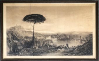 David Law after Turner, 'Child Harold in Italy', a 19th century river landscape scene, signed in