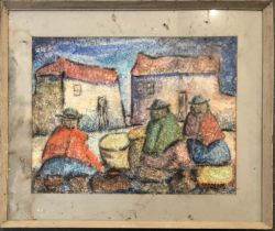 20th century watercolour of three figures, signed lower right Cerresco(?), 48x62cm