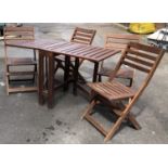 A set of four APPLARO wooden folding garden chairs, together with a matching folding table